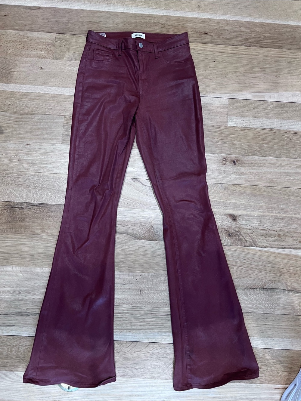 L'AGENCE Wine Faux Leather Pants